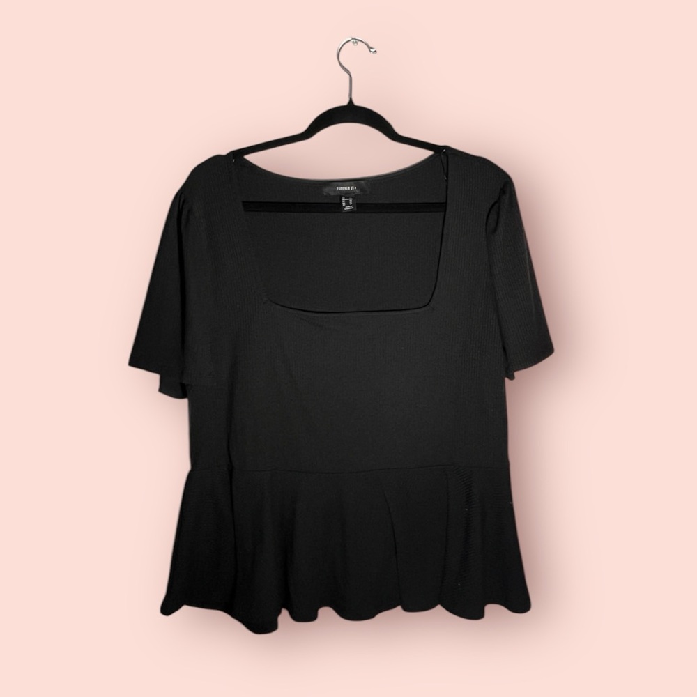 Forever 21 Black Peplum Top Plus Size 2X